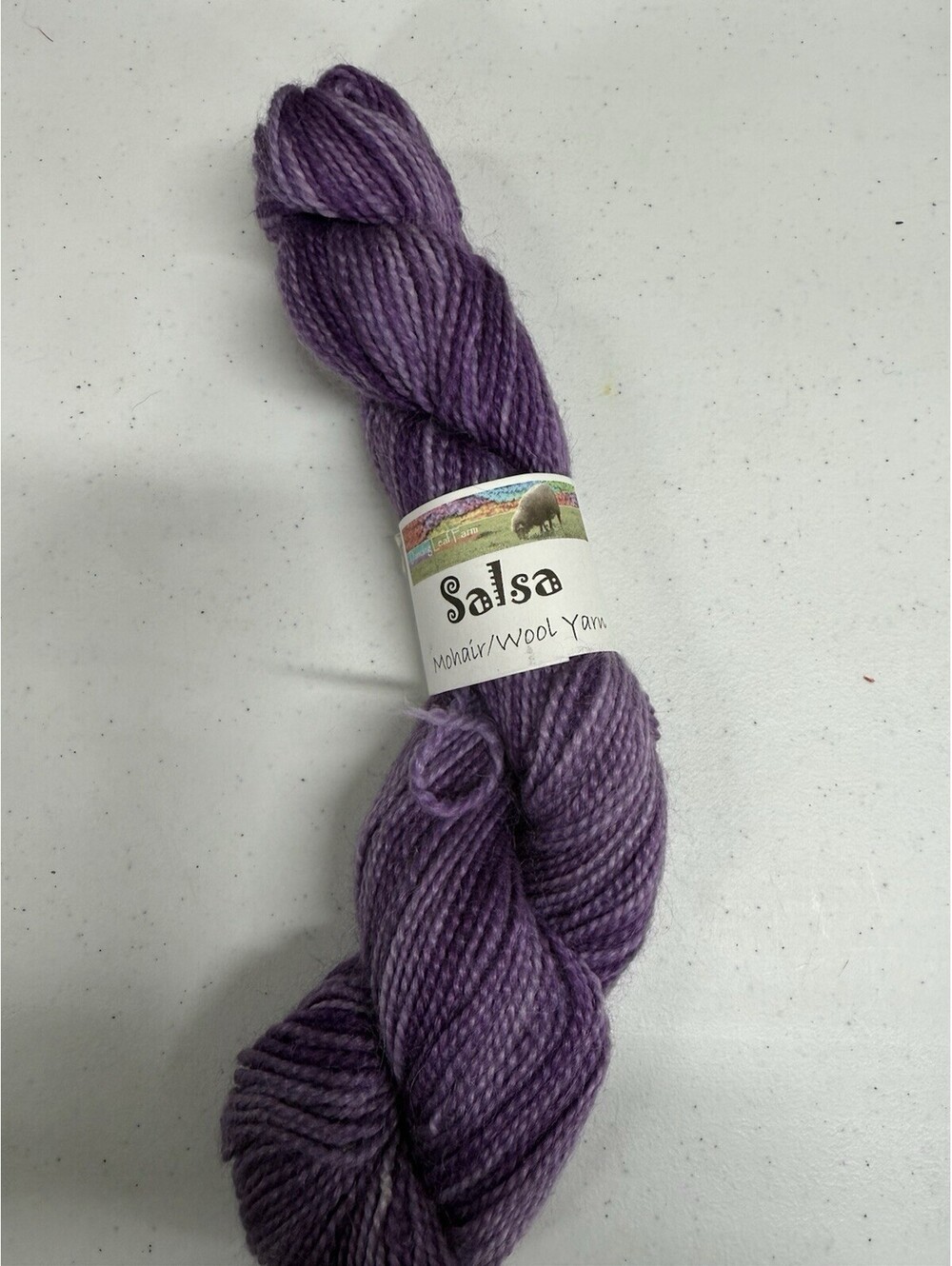 Dancing Leaf Farm ‘Salsa’ Mohair/Wool Yarn Color Sorta Solid Eggplant 1 Skein